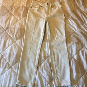 Good American Good Classic Women's High Waist Slim Straight Cream Jeans Size 0